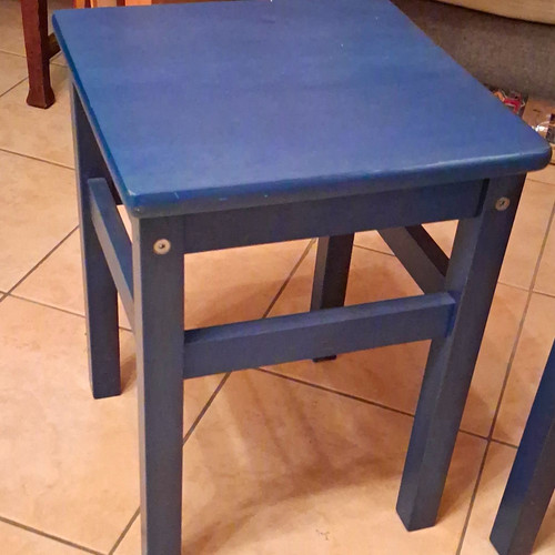 2er set holz hocker - holz-hocker, blau