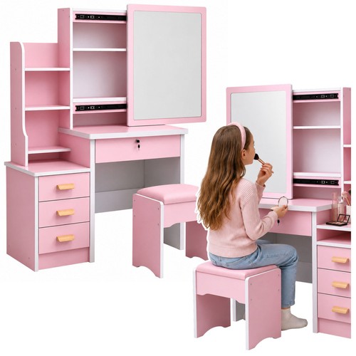 Schminktisch rosa mit spiegel - rosa,